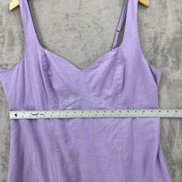 Abercrombie & Fitch Linen Blend Smocked Back Mini Dress Lavender - Picture 12 of 14